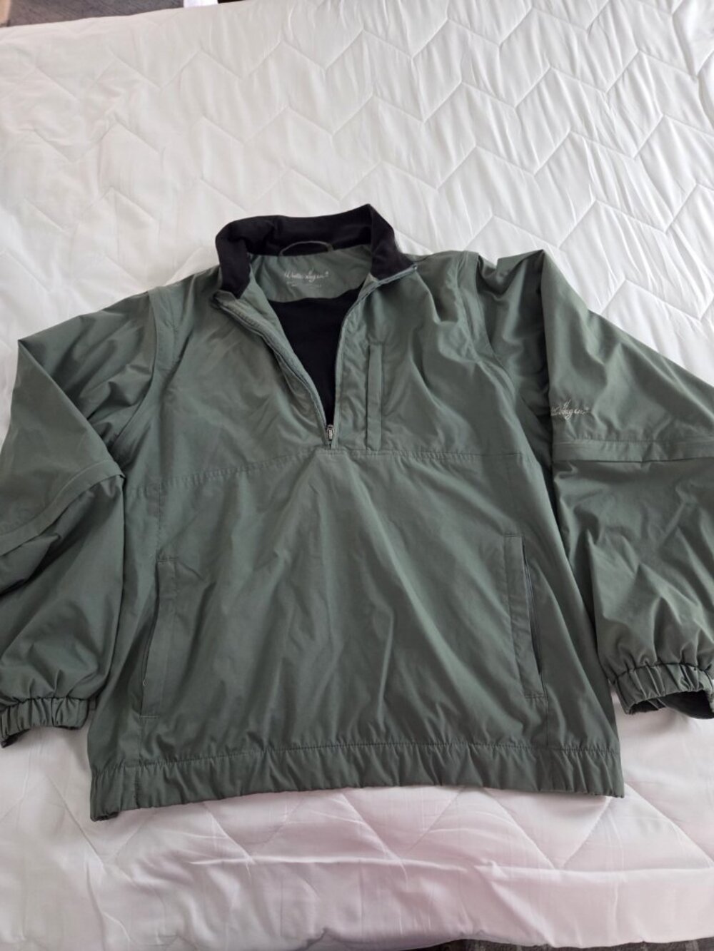 Walter Hagen Golf Men’s L Green 1/4 Zip Lightweight Jacket/Vest Zip Off Arms